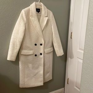 Express Sherpa Double Breasted Car Coat in a medium